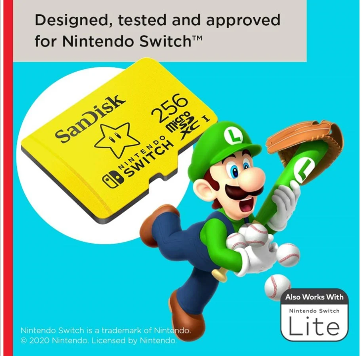 SanDisk Nintendo Switch microSD - 100MB/s - 256GB - Mario edition