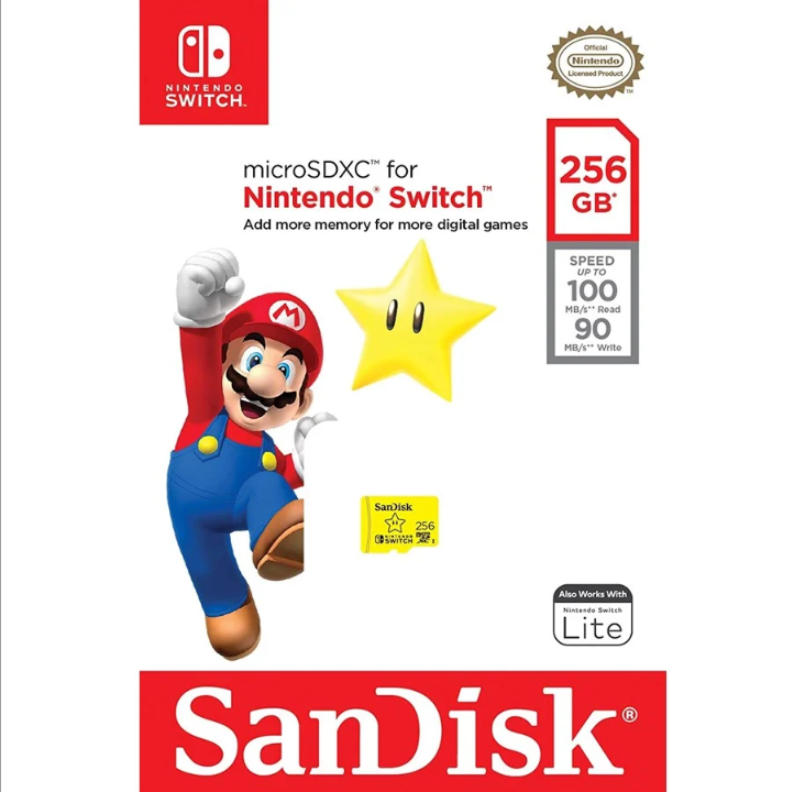 SanDisk Nintendo Switch microSD - 100MB/s - 256GB - Mario edition