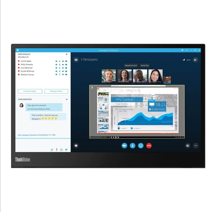 14" Lenovo ThinkVision M14 USB-C (65W) Portable Monitor - 6 ms - Screen