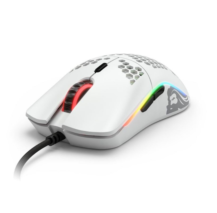 Glorious Model O- (Small) - Matte White - Gaming mouse - Optic - 6 buttons - White with RGB light