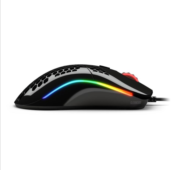 Glorious Model O- (Small) - Glossy Black - Gaming mouse - Optic - 6 buttons - Black with RGB light