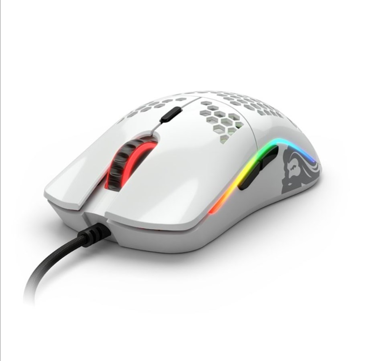 Glorious Model O- (Small) - Glossy White - Gaming mouse - Optic - 6 buttons - White with RGB light