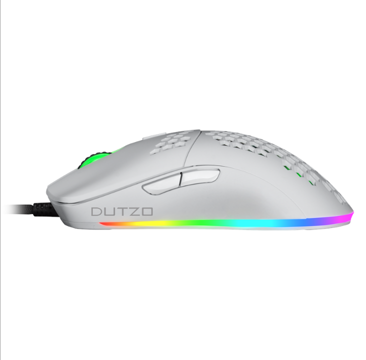 DUTZO KeiryÅ RGB - أبيض مطفي - ماوس ألعاب - بصري - 6 أزرار - أبيض مع ضوء RGB