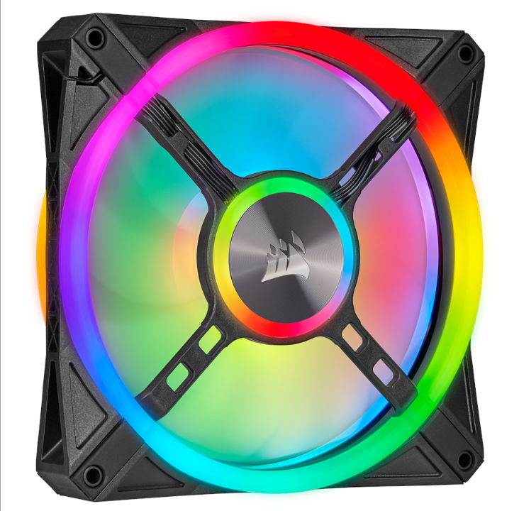 Corsair iCUE QL140 RGB - Black - 2-pack - Chassis fan - 140mm - Black with RGB LED - 26 dBA