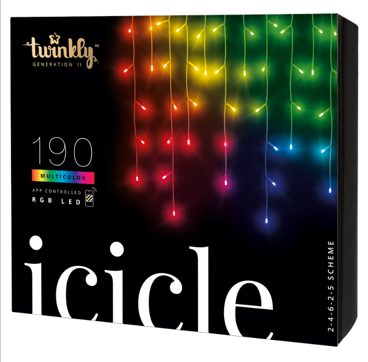 Twinkly Icicle “ 190 App-controlled RGB LEDs. Clear Wire.