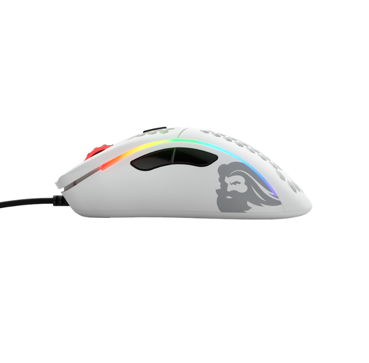 Glorious Model D - أبيض مطفي - ماوس ألعاب - بصري - 6 أزرار - أبيض مع ضوء RGB