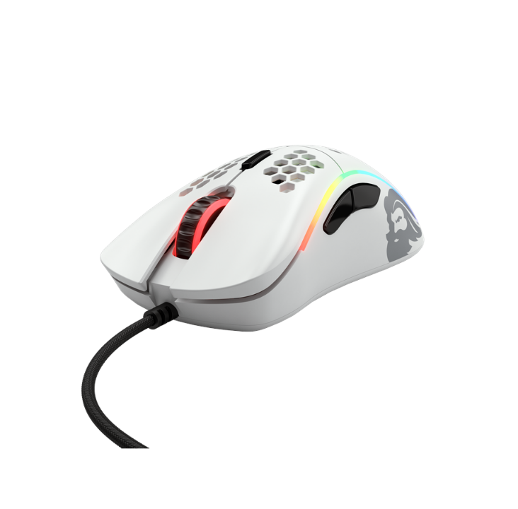 Glorious Model D - 哑光白色 - 游戏鼠标 - 光学 - 6 个按钮 - 白色带 RGB 灯