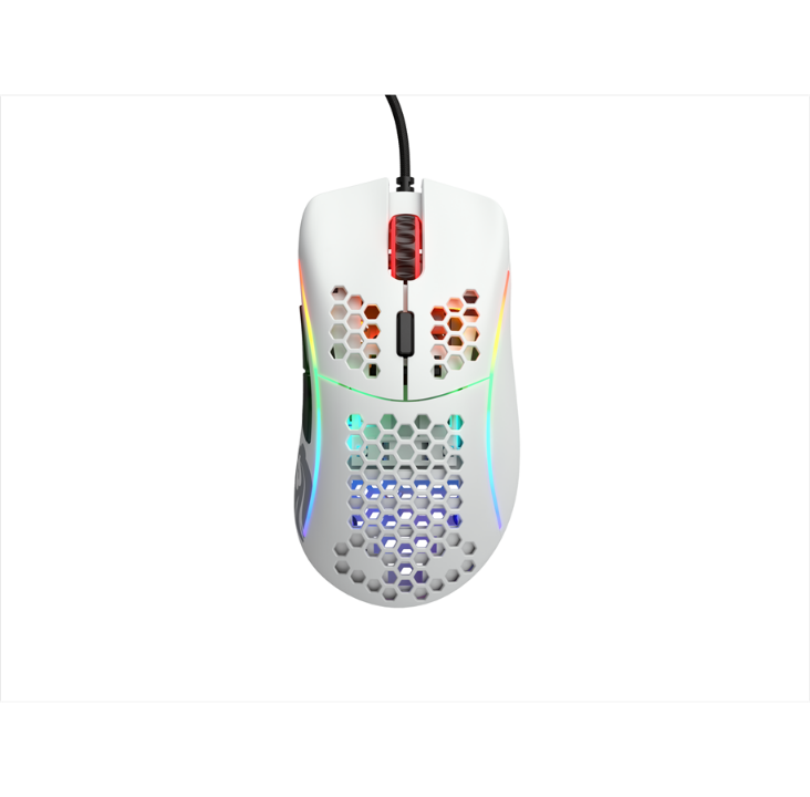 Glorious Model D - 哑光白色 - 游戏鼠标 - 光学 - 6 个按钮 - 白色带 RGB 灯