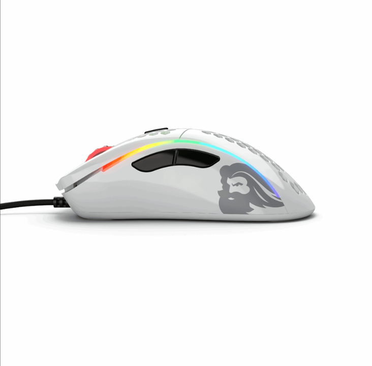 Glorious Model D - أبيض لامع - ماوس ألعاب - بصري - 6 أزرار - أبيض مع ضوء RGB
