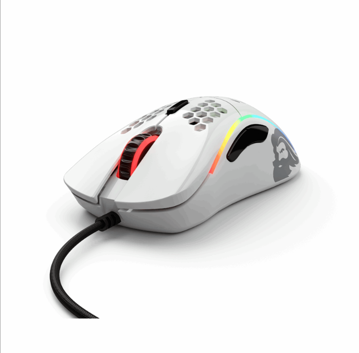 Glorious Model D - 光面白色 - 游戏鼠标 - 光学 - 6 个按钮 - 白色带 RGB 灯