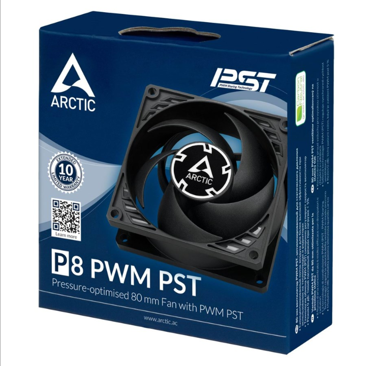 Arctic P8 PWM PST - Chassis fan - 80mm - Black - 23 dBA