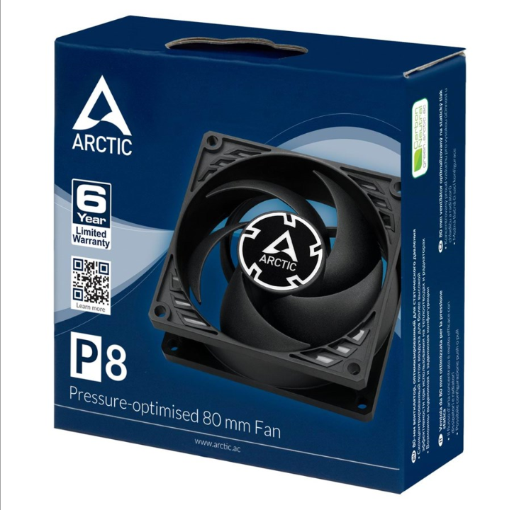 Arctic P8 - Chassis fan - 80mm - Black - 23 dBA