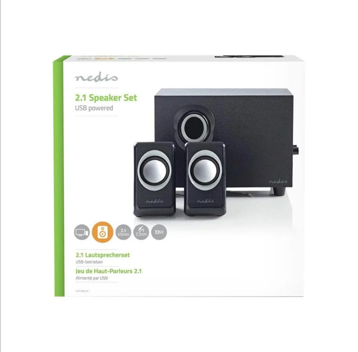 Nedis - speaker system - for PC - 2.1-channel