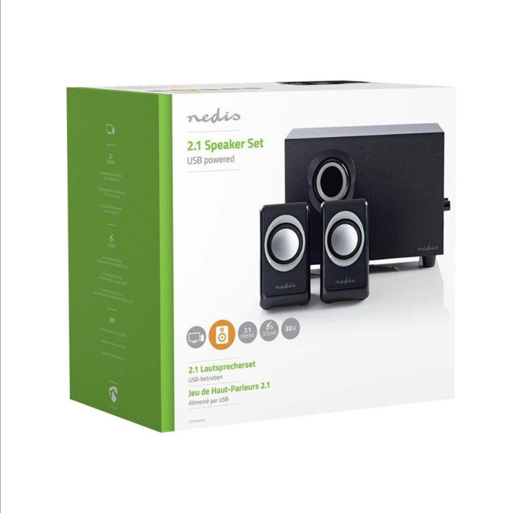 Nedis - speaker system - for PC - 2.1-channel