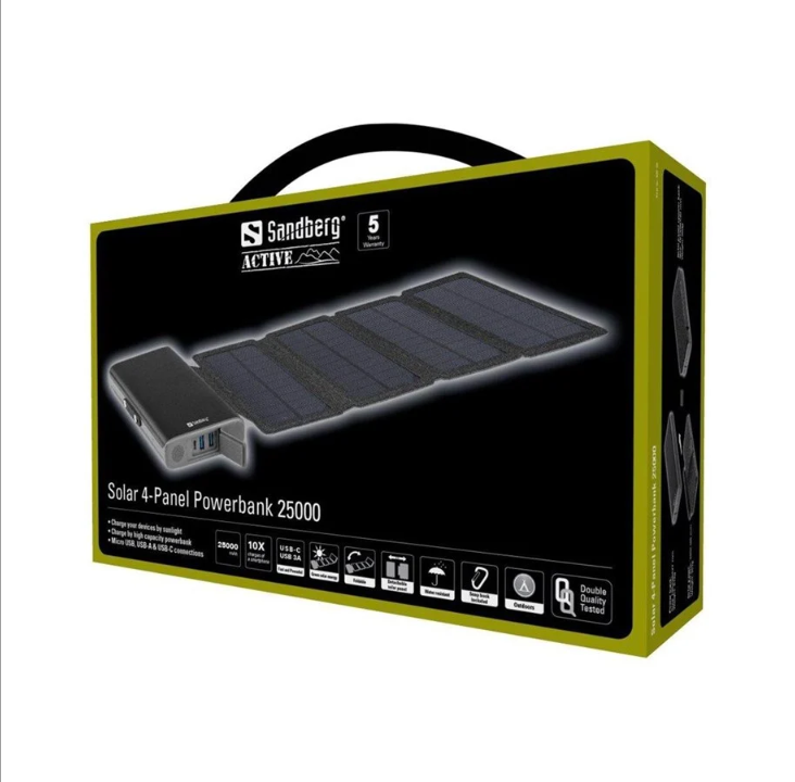 Sandberg Solar 4-Panel Powerbank 25000 PowerBank - 25000 mAh