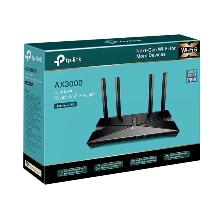 TP-Link Archer AX50 AX3000 Dual Band Gigabit Wi-Fi 6 Router - Wireless router Wi-Fi 6