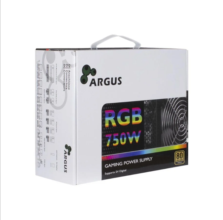 Inter-Tech Argus RGB-750W CM II مزود طاقة - 750 وات - 140 مم - شهادة 80 Plus الذهبية