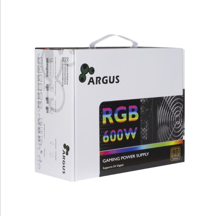 مزود طاقة Inter-Tech Argus RGB-600W II - 600 وات - 140 ملم - شهادة 80 Plus برونزية