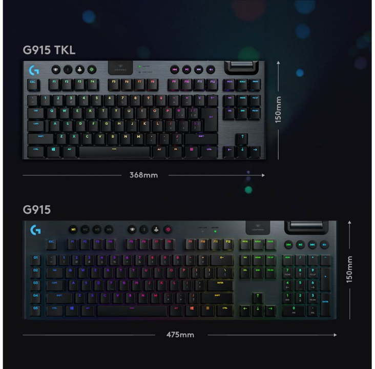 罗技 G915 TKL LIGHTSPEED 无线 GL Clicky - 游戏键盘 - 不带数字键盘 - 黑色