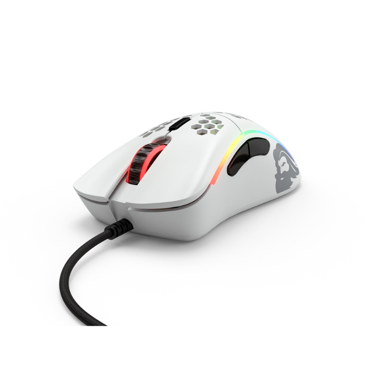 Glorious 型号 D-（小）- 哑光白色 - 游戏鼠标 - 光学 - 6 个按钮 - 白色带 RGB 灯