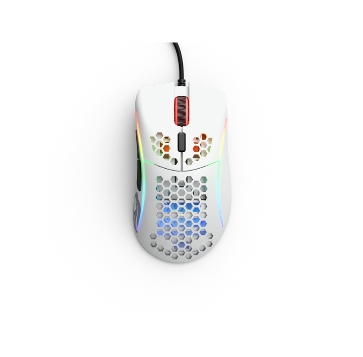 Glorious Model D- (Small) - أبيض مطفي - ماوس ألعاب - بصري - 6 أزرار - أبيض مع ضوء RGB