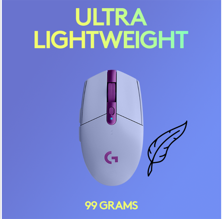 Logitech G305 LIGHTSPEED - Lilac - Gaming mouse - Optic - 6 buttons - Purple with RGB