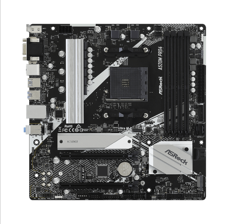 ASRock A520M Pro4 Motherboard - AMD A520 - AMD AM4 socket - DDR4 RAM - Micro-ATX