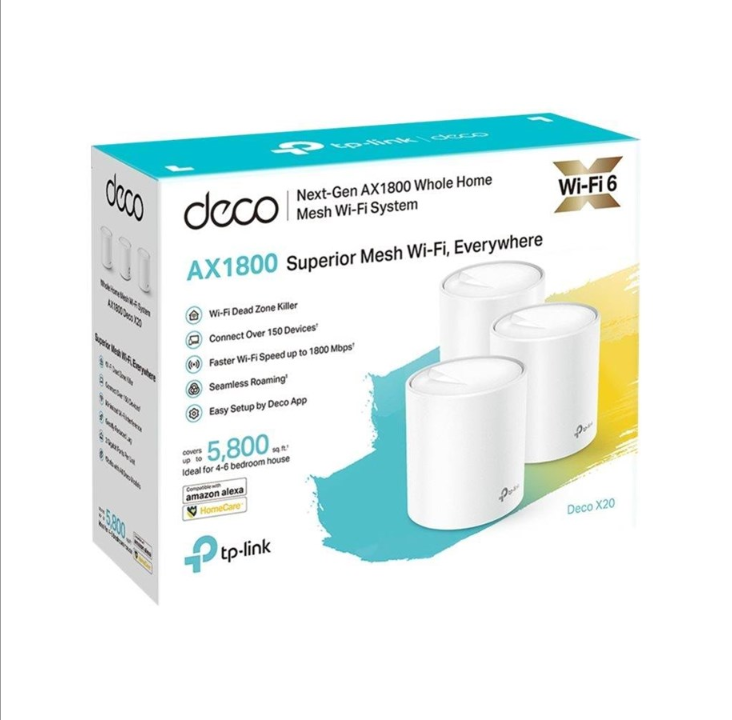 TP-Link Deco X20 AX1800 Whole Home Mesh Wi-Fi 6 System (3-Pack) - Mesh router Wi-Fi 6