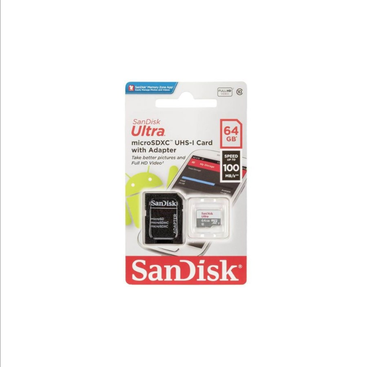 SanDisk Ultra microSD/SD - 100MB/s - 64GB