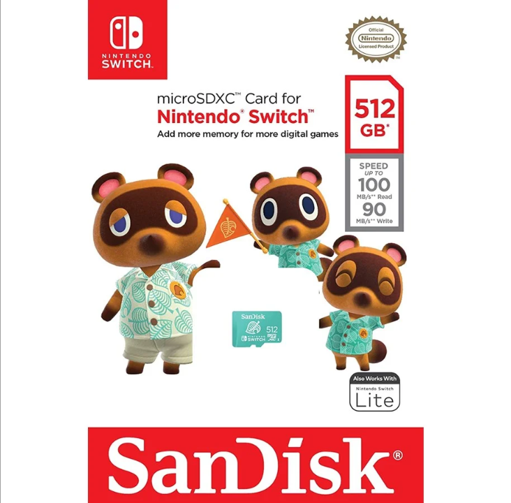 SanDisk Nintendo Switch microSD - 100MB/s - 512GB - Animal Crossing edition