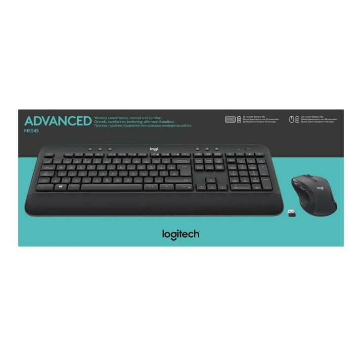 Logitech MK545 Adv Keybrd&amp;Mouse 美国国际 - 键盘和鼠标套装 - 通用 - 黑色