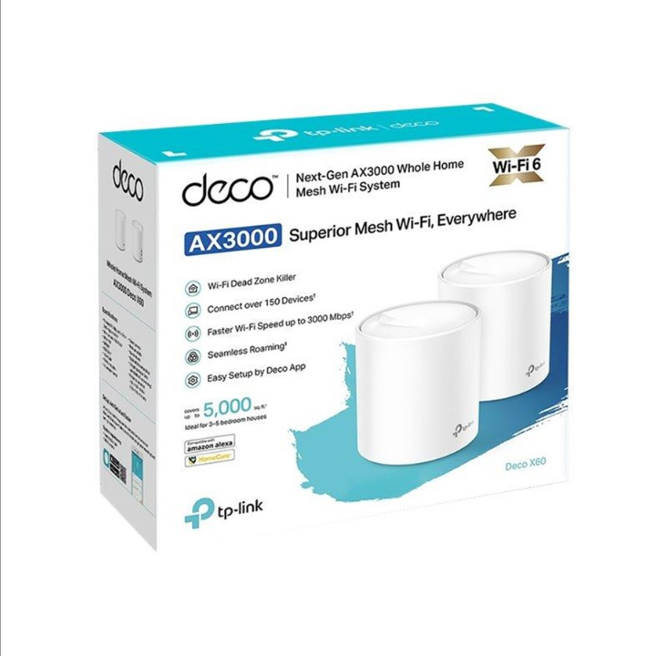 TP-Link Deco X60（2 件装）AX3000 - 网状路由器 Wi-Fi 6