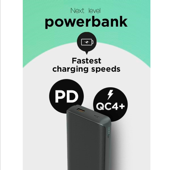 GP Powerbank T20B 20.000mAh (USB-C PD Charging 65W + 27W QC4+ Support) PowerBank - Grey - 20000 mAh