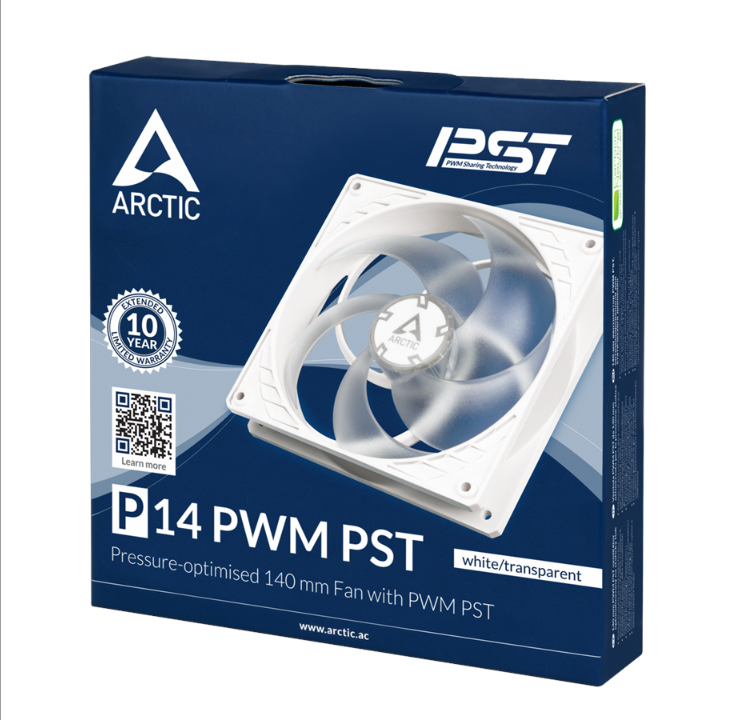 Arctic P14 PWM PST White/Transparent - Chassis fan - 140mm - White - 23 dBA