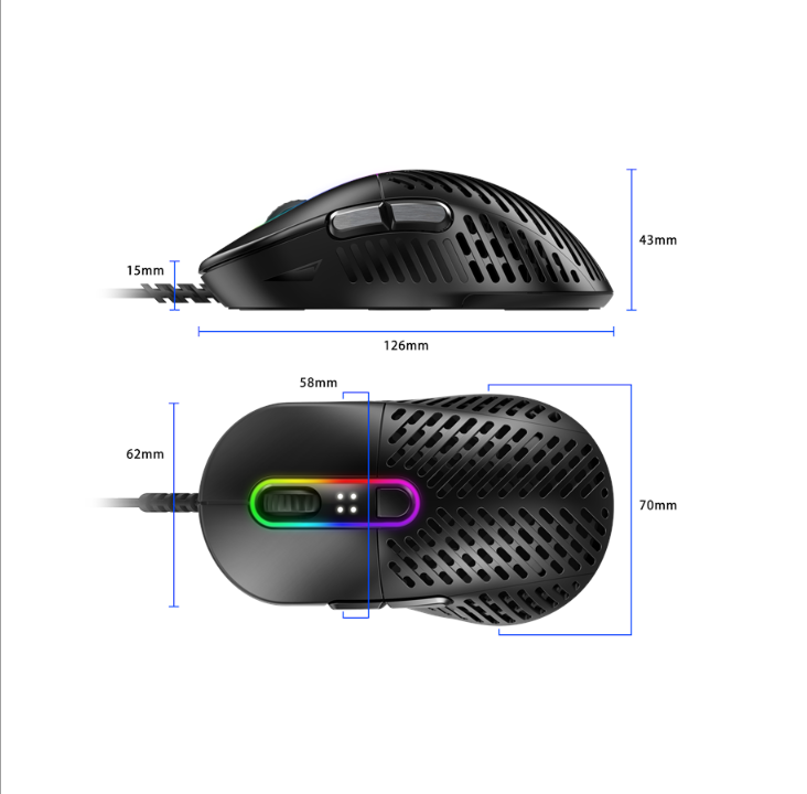 Mountain Makalu 67 - RGB Gaming mouse - White - Gaming mouse - Optic - 6 buttons - White with RGB light