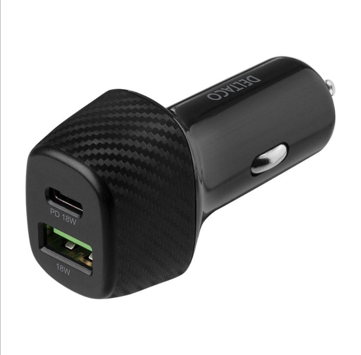 Deltaco USB car charger 1x USB-C PD 18 W 1x USB