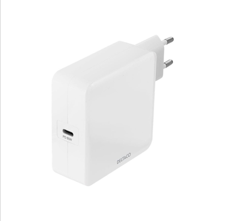 Deltaco USB-C PD wall charger 65 W white