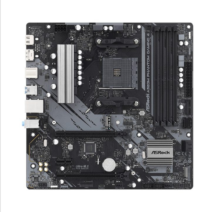 ASRock A520M Phantom Gaming 4 Motherboard - AMD A520 - AMD AM4 socket - DDR4 RAM - Micro-ATX