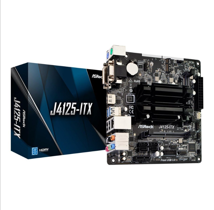 ASRock J4125-ITX - اللوحة الأم - mini ITX - اللوحة الأم Intel Celeron J4125 - المقبس - ذاكرة الوصول العشوائي DDR4 - Mini-ITX