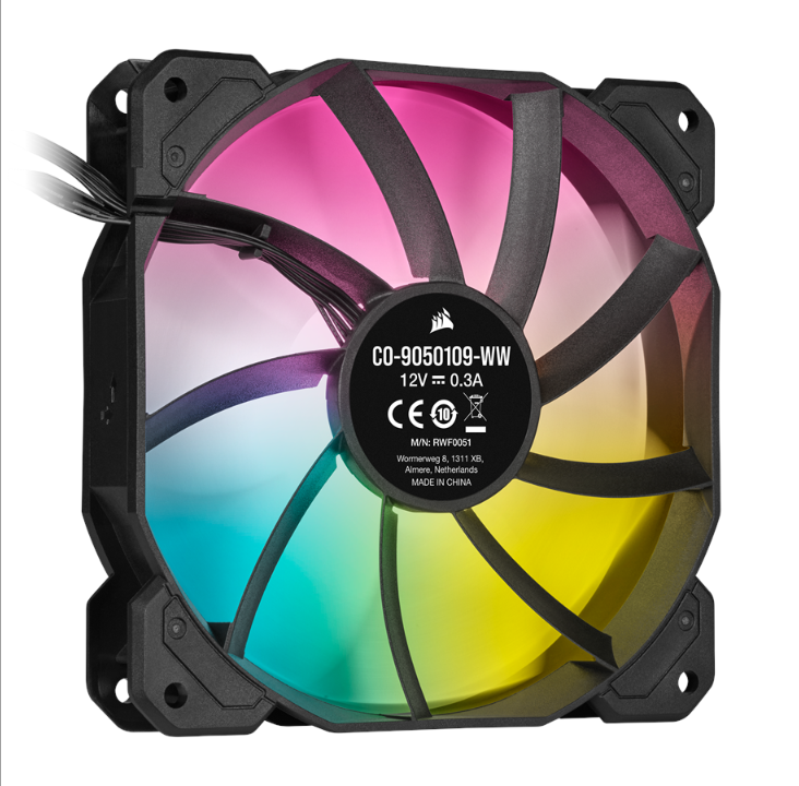 Corsair iCUE SP120 RGB Elite Performance Black - مجموعة مع iCUE Lighting Node CORE - مروحة الهيكل - 120 مم - أسود مع RGB LED - 27 ديسيبل