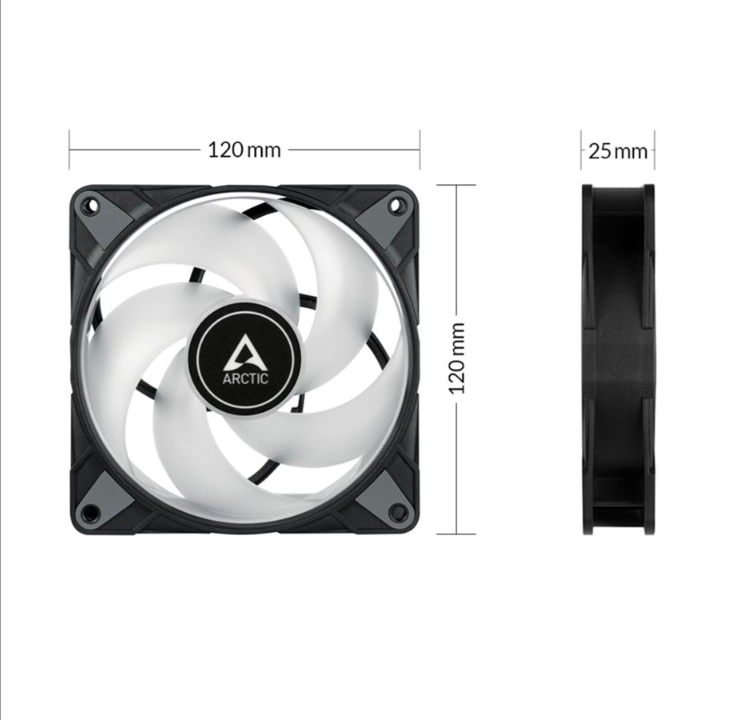 Arctic P12 PWM PST A-RGB - Chassis fan - 120mm - Black with RGB LED - 24 dBA