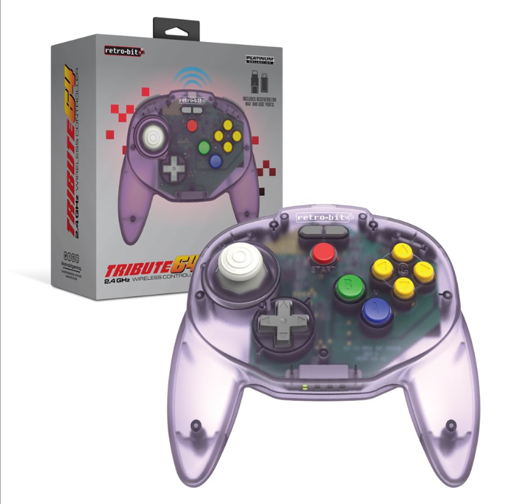 Retro-Bit Tribute64 2.4GHz Wireless Controller - Atomic Purple - Gamepad - Nintendo 64