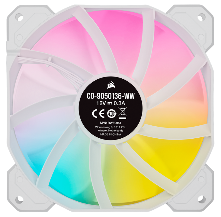 Corsair iCUE SP120 RGB Elite Performance 白色 - 机箱风扇 - 120 毫米 - 白色带 RGB 灯 - 27 dBA