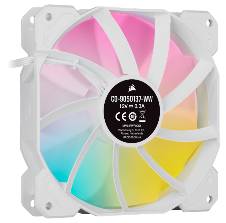 Corsair iCUE SP120 RGB Elite Performance White - مجموعة مع iCUE Lighting Node CORE - مروحة الهيكل - 120 مم - أبيض مع ضوء RGB - 27 ديسيبل