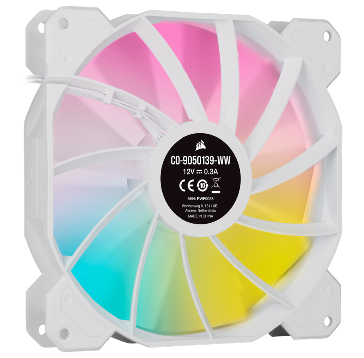 Corsair iCUE SP140 RGB Elite Performance White - مجموعة مع iCUE Lighting Node CORE - مروحة الهيكل - 140 مم - أبيض مع ضوء RGB - 27 ديسيبل