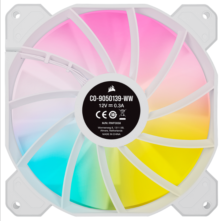 Corsair iCUE SP140 RGB Elite Performance White - Kit with iCUE Lighting Node CORE - Chassis fan - 140mm - White with RGB light - 27 dBA