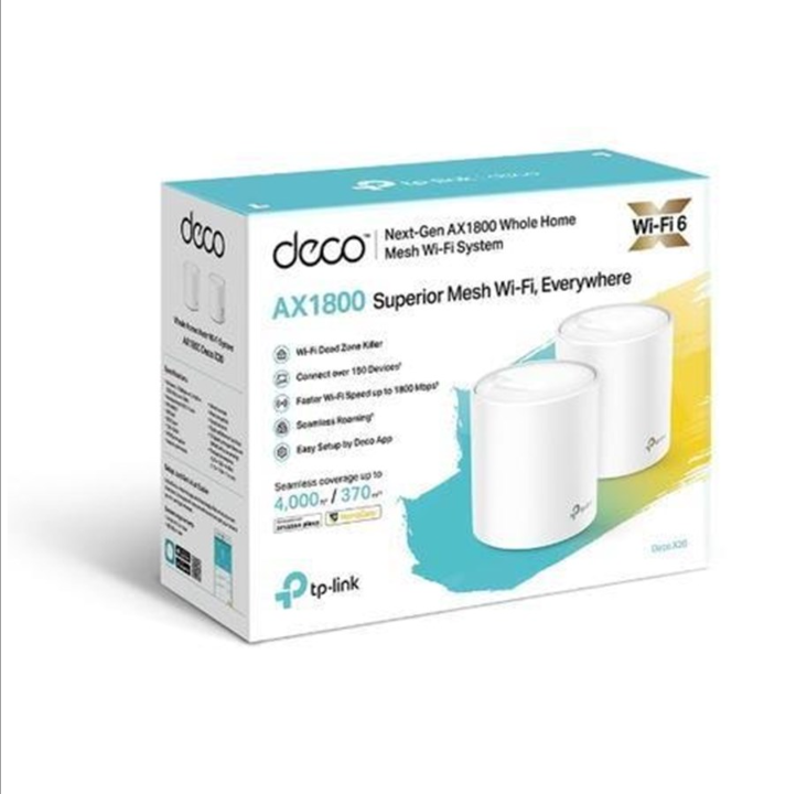 TP-Link Deco X20（2 件装）AX 1800 - 网状路由器 Wi-Fi 6