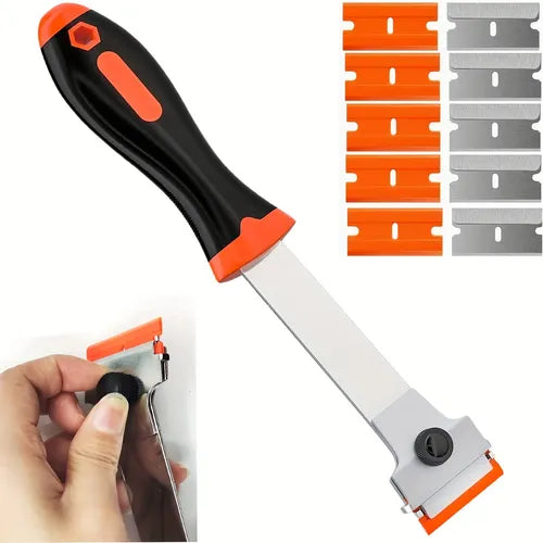 Blade Scraper, Long Handled Scraper Tool With 10 Extra Replacement Blades, Razor Scraper Remover For Cleaning Sticker