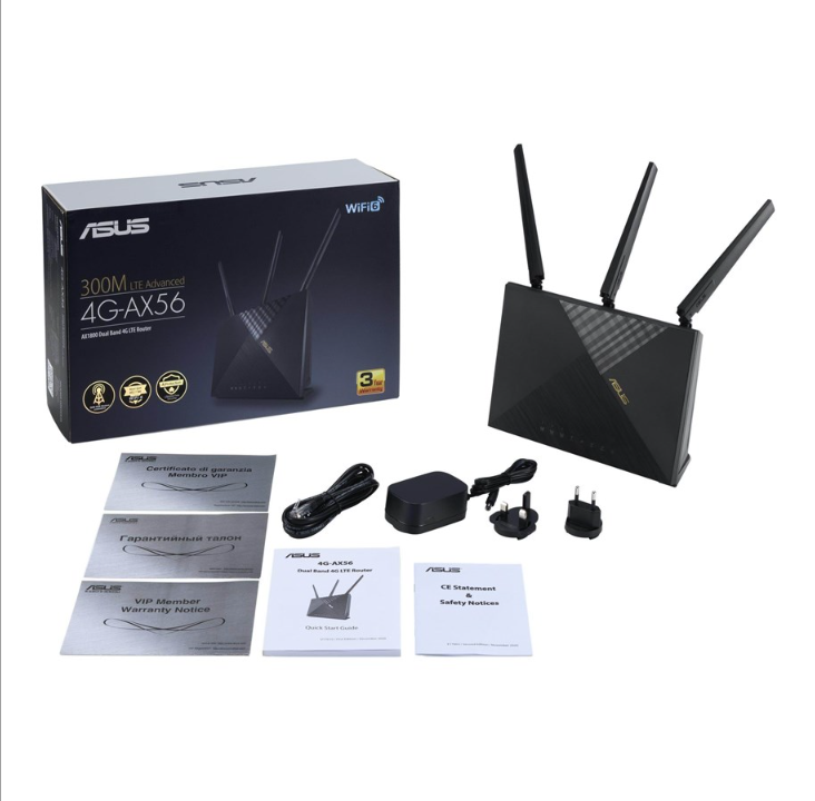 ASUS 4G-AX56 Cat.6 300Mbps ثنائي النطاق WiFi 6 AX1800 LTE Router - جهاز التوجيه اللاسلكي Wi-Fi 6