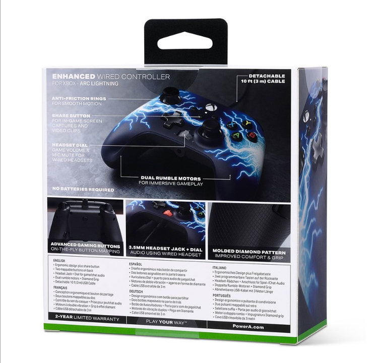 PowerA Enhanced Wired Controller for Xbox Series X|S - Arc Lightning - Gamepad - Microsoft Xbox One